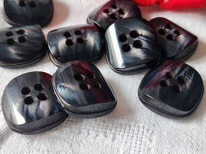 Lot 9 gros  boutons vintage bleu scintillant trous  2,5 cm ref 1565