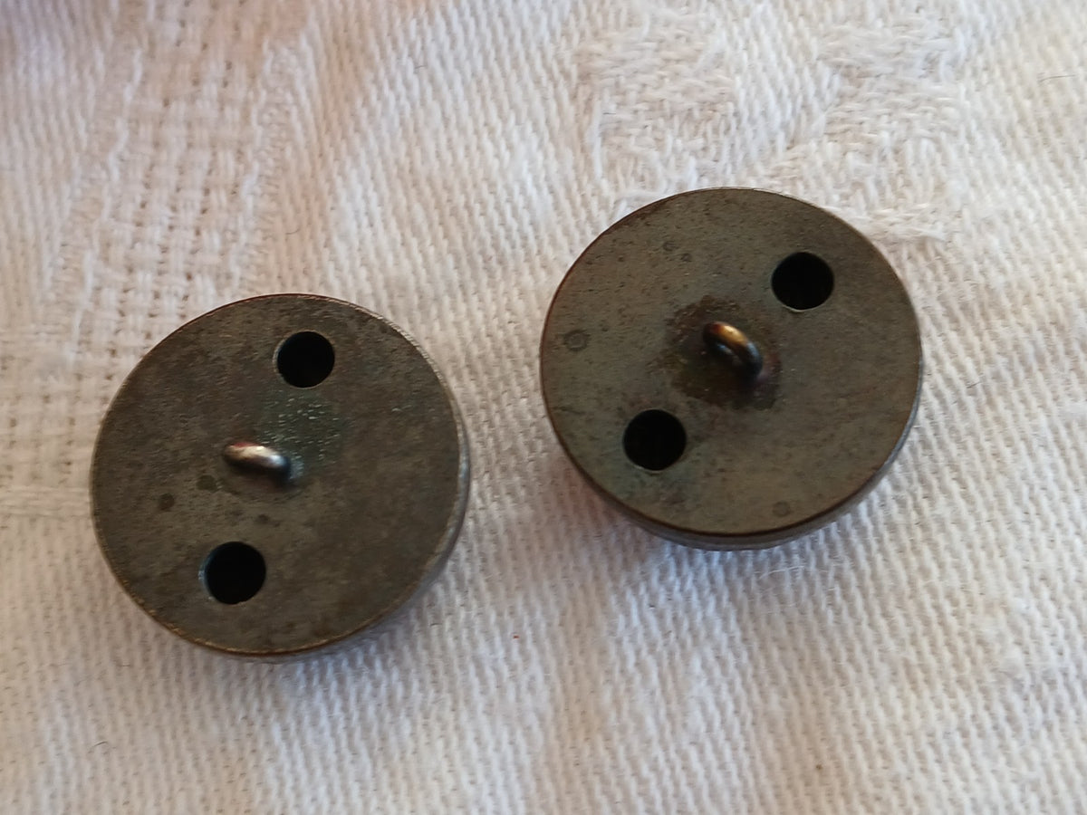 Duo boutons vintage en métal argenté et cuivré ancien 18 mm 1,8 cm D16F