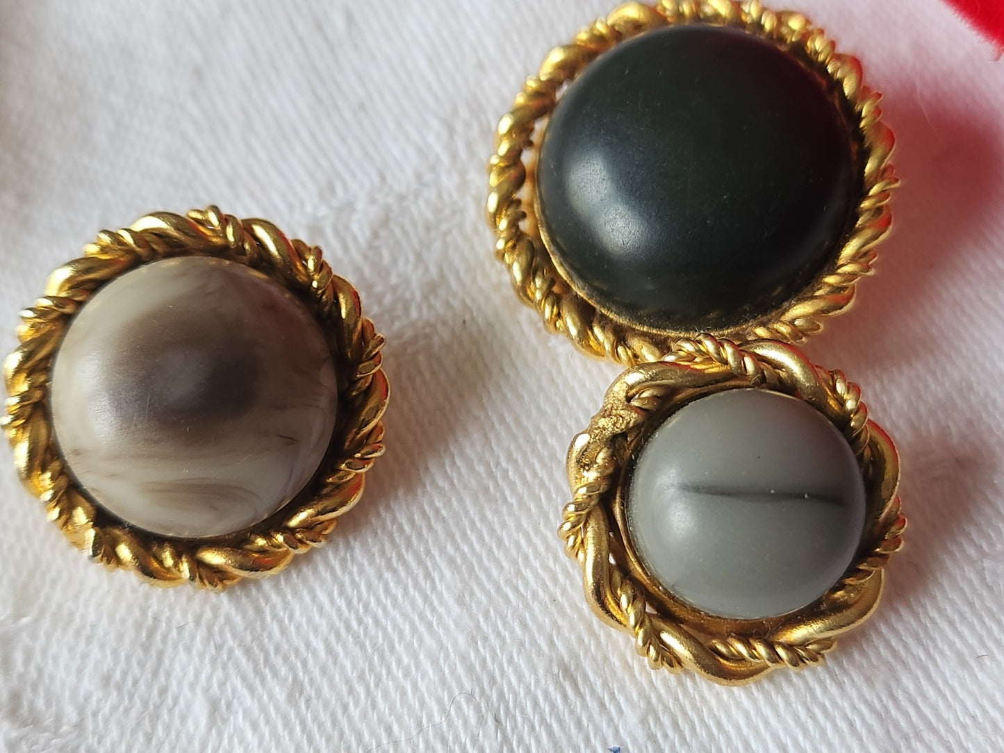 Trio bouton vintage en métal  pied 1,9 à 2,5 cm ref 3572