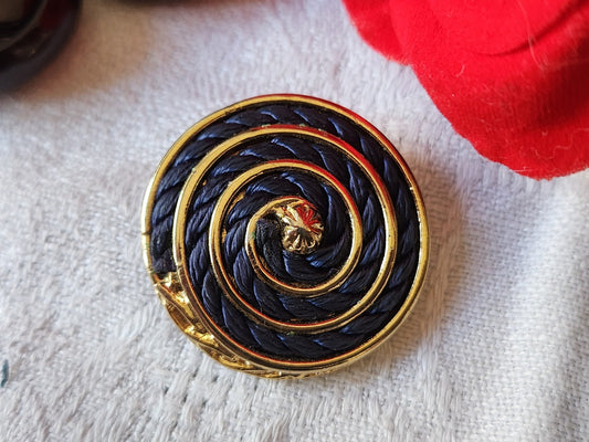 Bouton vintage en métal passementerie bleu 2,8 cm pied G19B