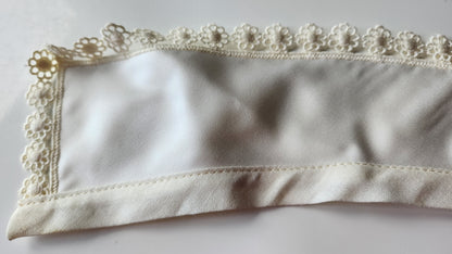 Ancien  col dentelle guipure satiné creme  B1-28