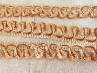 Galon vintage franges bouclettes orange 3 mètres sur 2,4 cm B3