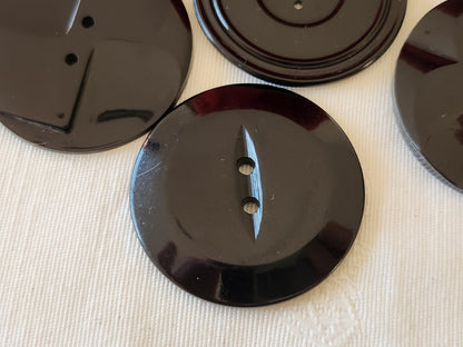 Lot 4 gros boutons anciens art deco noir 3,5 cm ref 6676