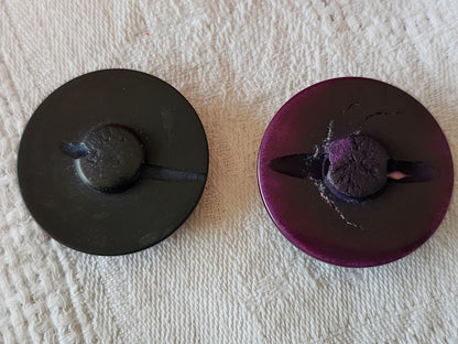 Duo gros boutons anciens en corozo collection 3 cm 30 mm bleu violet G18H
