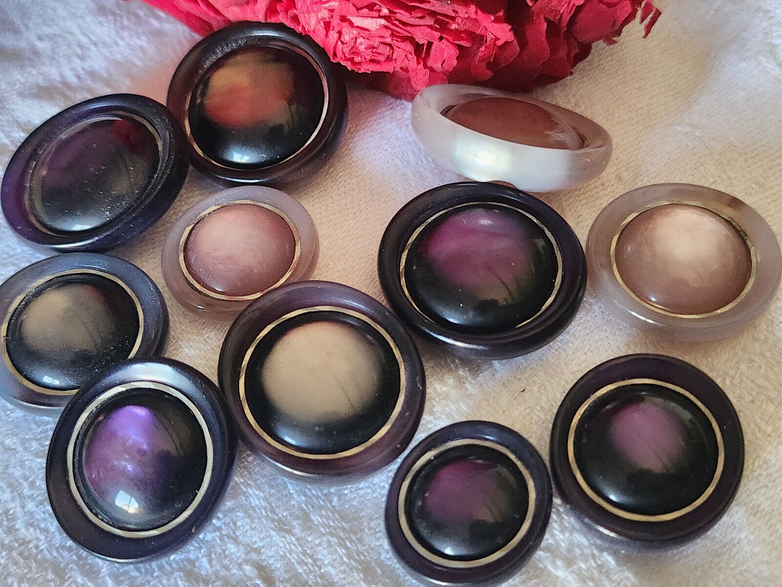 Lot 11 boutons vintage ovale panaché  1,7 sur  1,8 à  2,2 sur 2,4 cm ref 5997