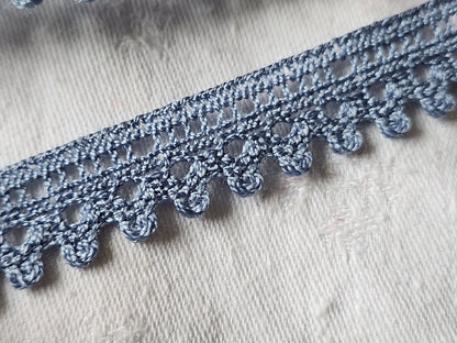 Dentelle vintage bleu gris coton 3 métres sur 1,7 cm A6