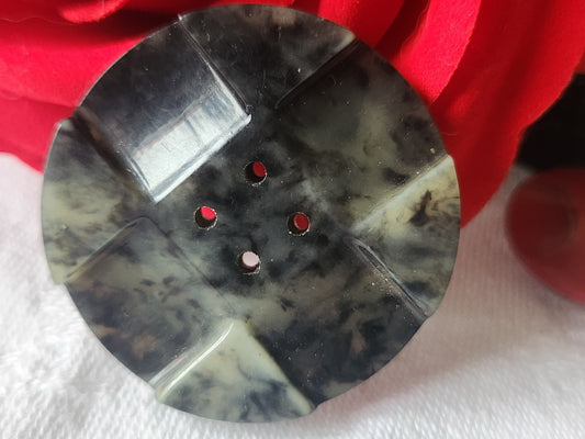 Gros bouton ancien galalithe jaspé collection art deco 3,5 cm D5T