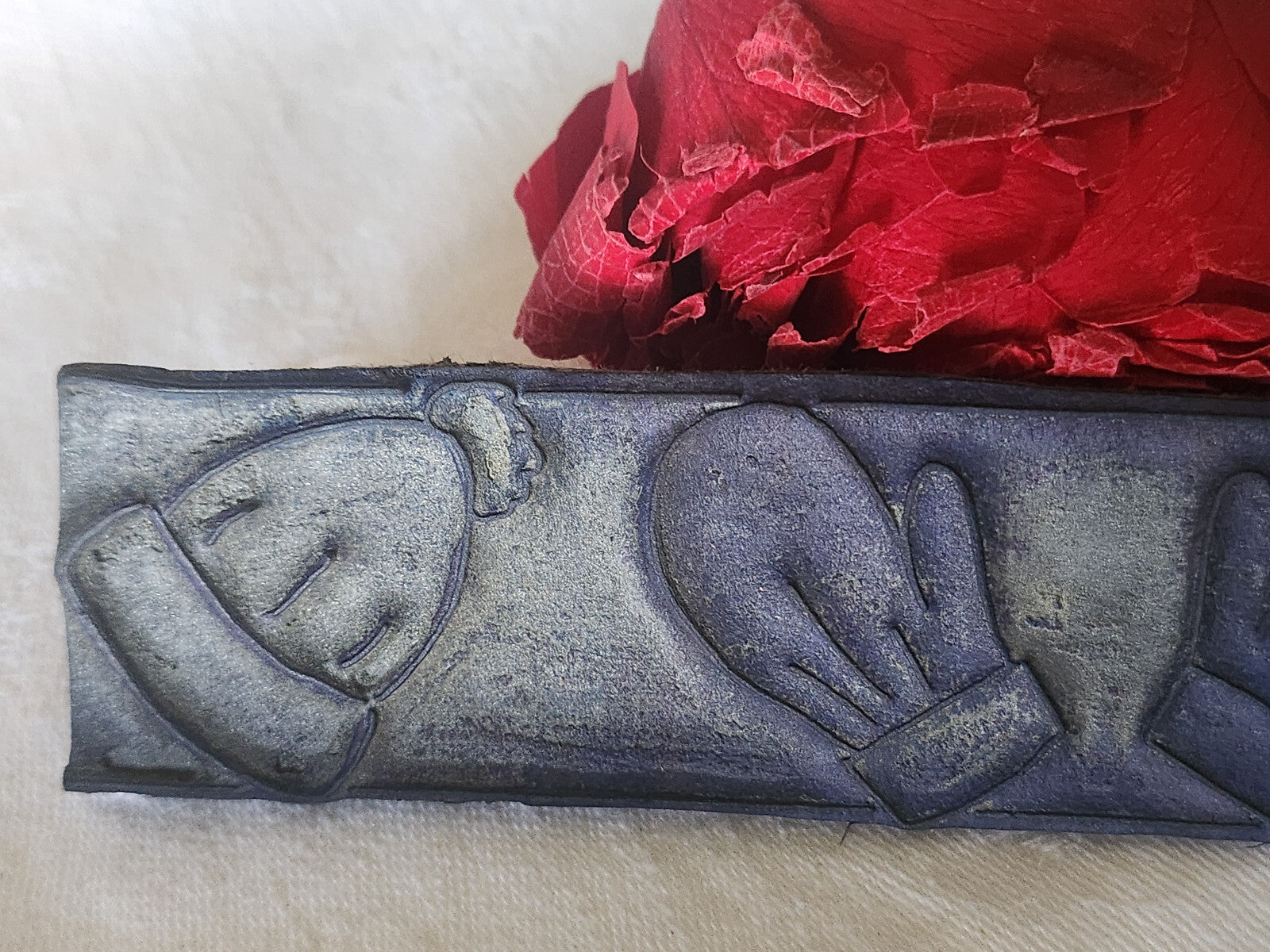 Tampon ancien sans support frise broderie collection gants bonnets  n°23