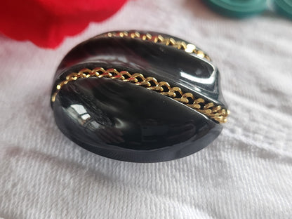 Gros bouton vintage originaux chainette gris doré pied 3,5  cm ref 2297