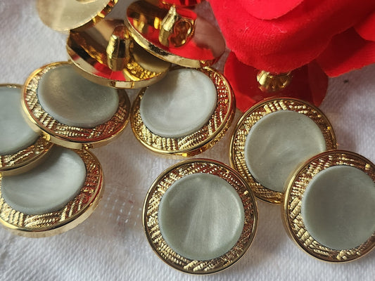 Lot 11 boutons vintage acrylique doré vert pied  2,1 cm ref 1091