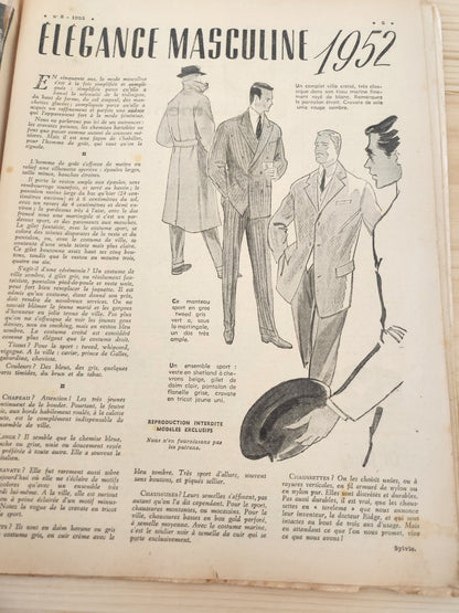Le petit echo de la mode 1952 n°8 motif au crochet sur lainage  couvre théière