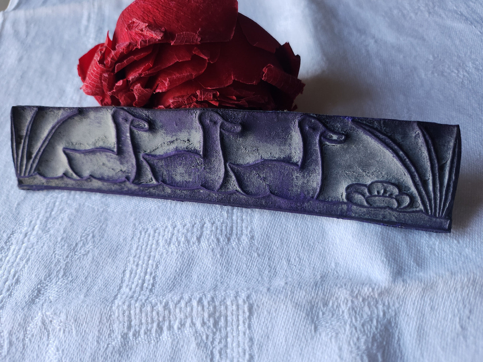 Tampon ancien sans support frise broderie collection canard n°33
