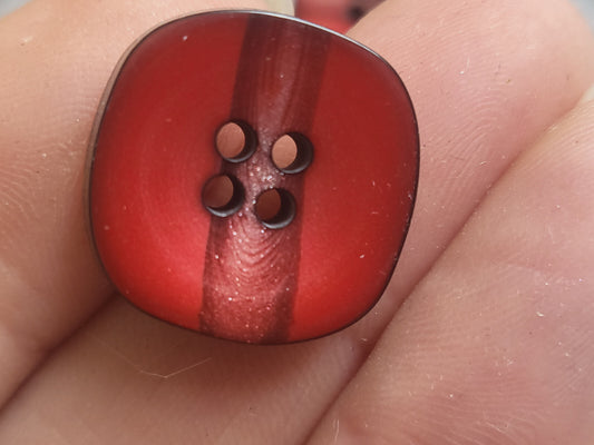 Lot 9 boutons vintage rouge noir scintillant à trous 1,9 cm ref 1837