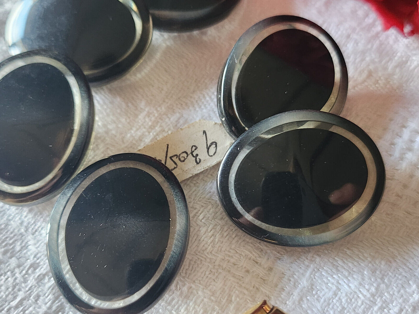 Lot 6 superbes boutons vintage ovale à pied 2,1 sur 2,6 noir gris ref 4792