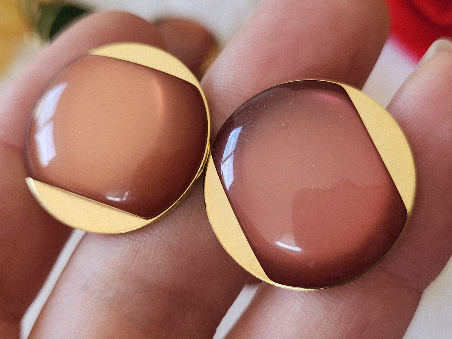 Lot 6 gros boutons vintage rosé  pied  2,5 cm ref 3893