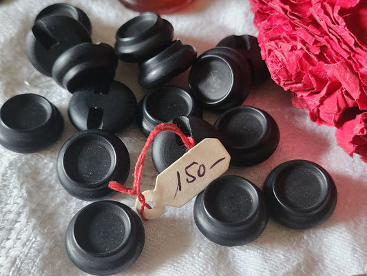 Lot 10 boutons vintage noir mat à pied 1,7 cm ref 4977