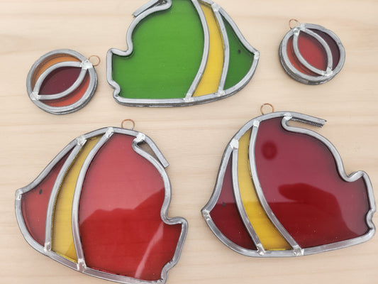 Vitrail vitraux petit lot attrape rêve poissons mobile pendant en verre T8