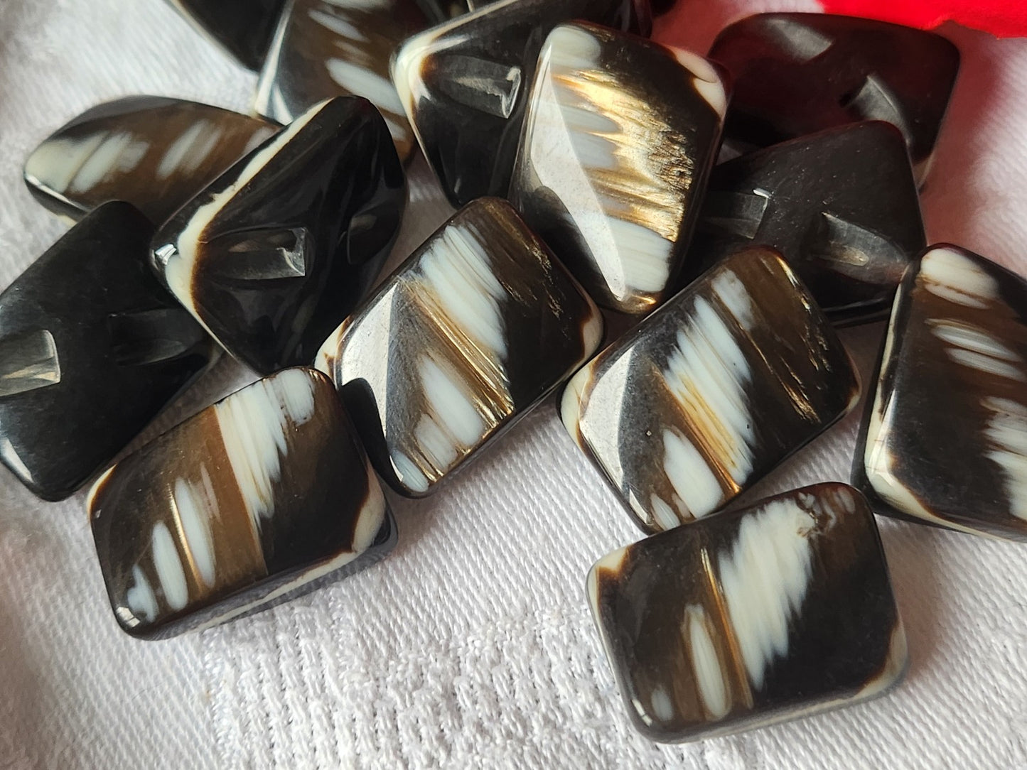 Lot 6 épais boutons marron rectangle superbe 2,2 cm sur 1,5 cm ref 5375