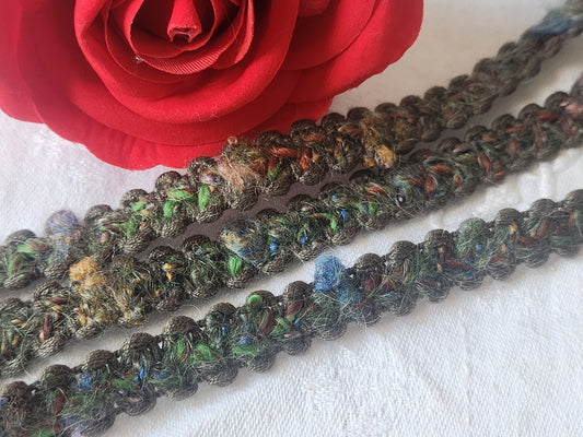 Galon vintage multicolore  vert  3 métres sur 1,4 cm A2