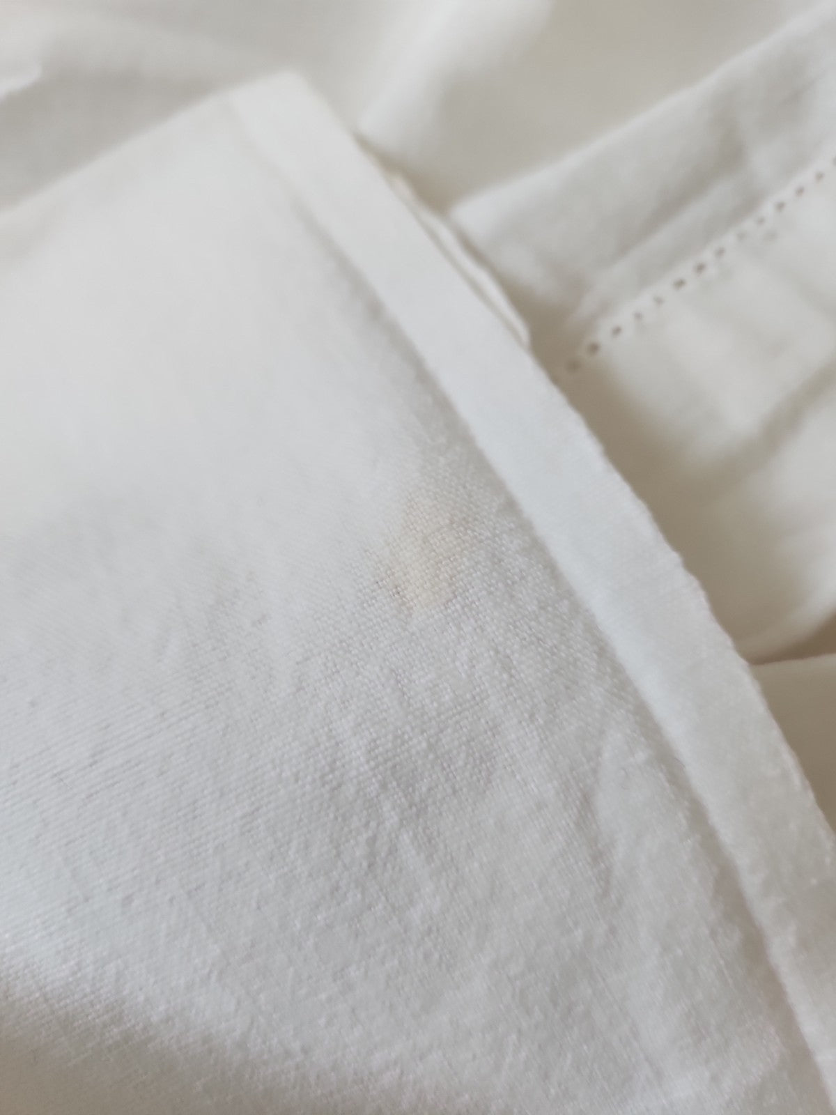 Ancien drap coton monogramme MN broderie rideau 230 cm sur 190 cm B2