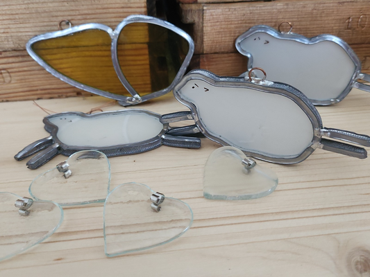 Vitrail vitraux petit lot attrape rêve création pendant en verre T8