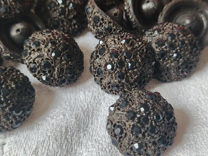 Lot  6 boutons vintage parurier resine strass  marron à pied 2  cm ref 665
