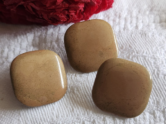 Trio boutons vintage en métal argenté marron  1,8 cm G19H
