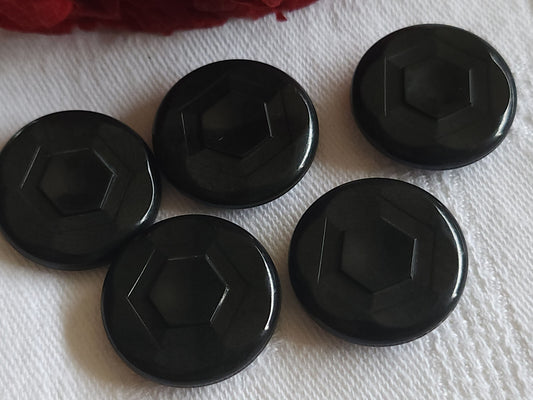 lot 5 boutons anciens en corozo collection noir 2,2 cm pied ref 0040