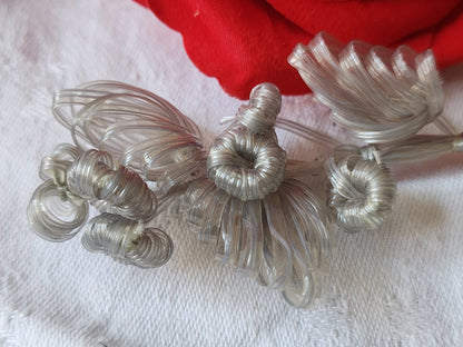 Petit bouquet ancien gris  original fait main modiste chapeau vintage T0-27
