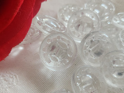 Lot 6 boutons anciens en verre transparent vintage 1,7 cm ou 17 mm  ref 6244 **