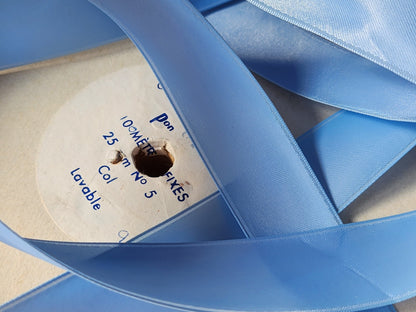 Ruban ancien polyamide vintage bleu nylon 5 mètre sur 2,5 cm mercerie B5 n°25