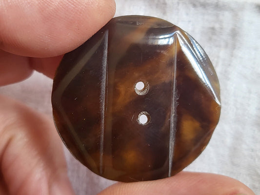 Collection ancien art deco marron jaspée fin  gros diamètre 3,5 cm D10P