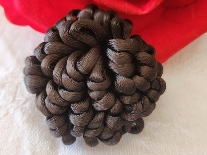 Haute couture gros bouton ancien  passementerie marron 4 cm XXL ref 3894