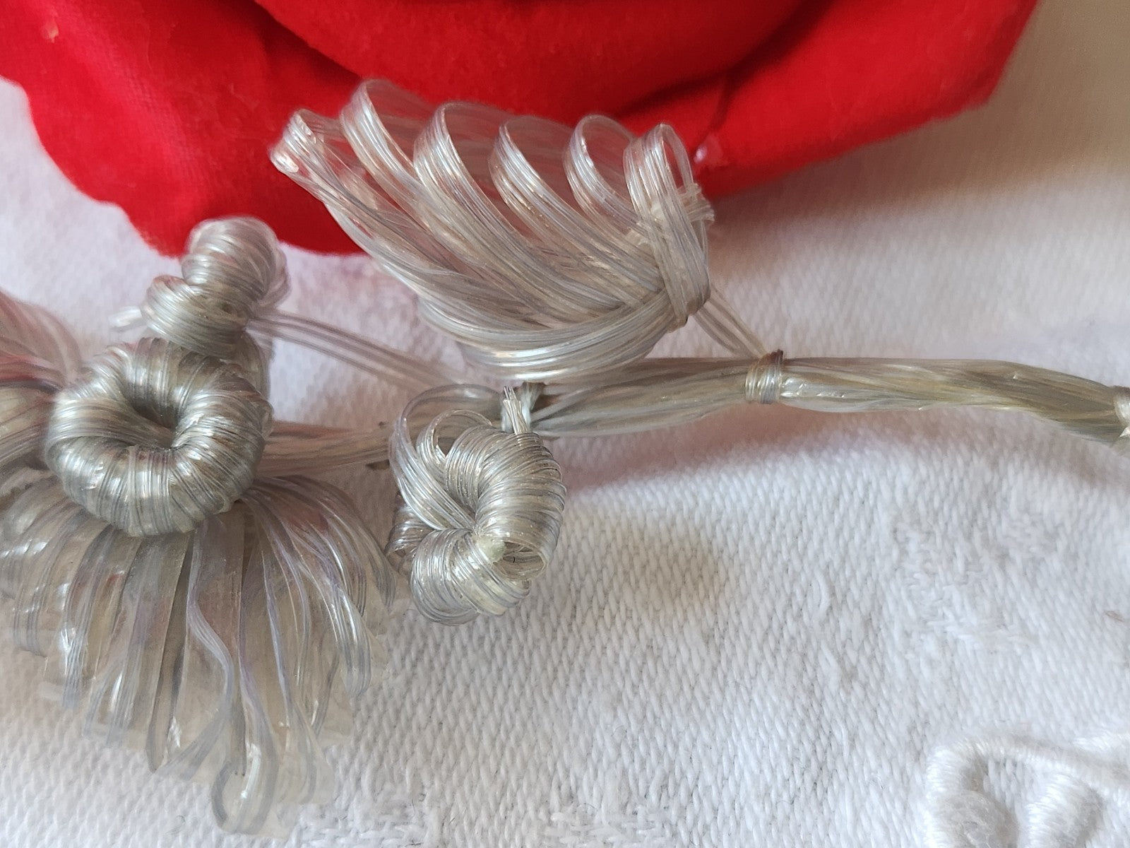 Petit bouquet ancien gris  original fait main modiste chapeau vintage T0-27