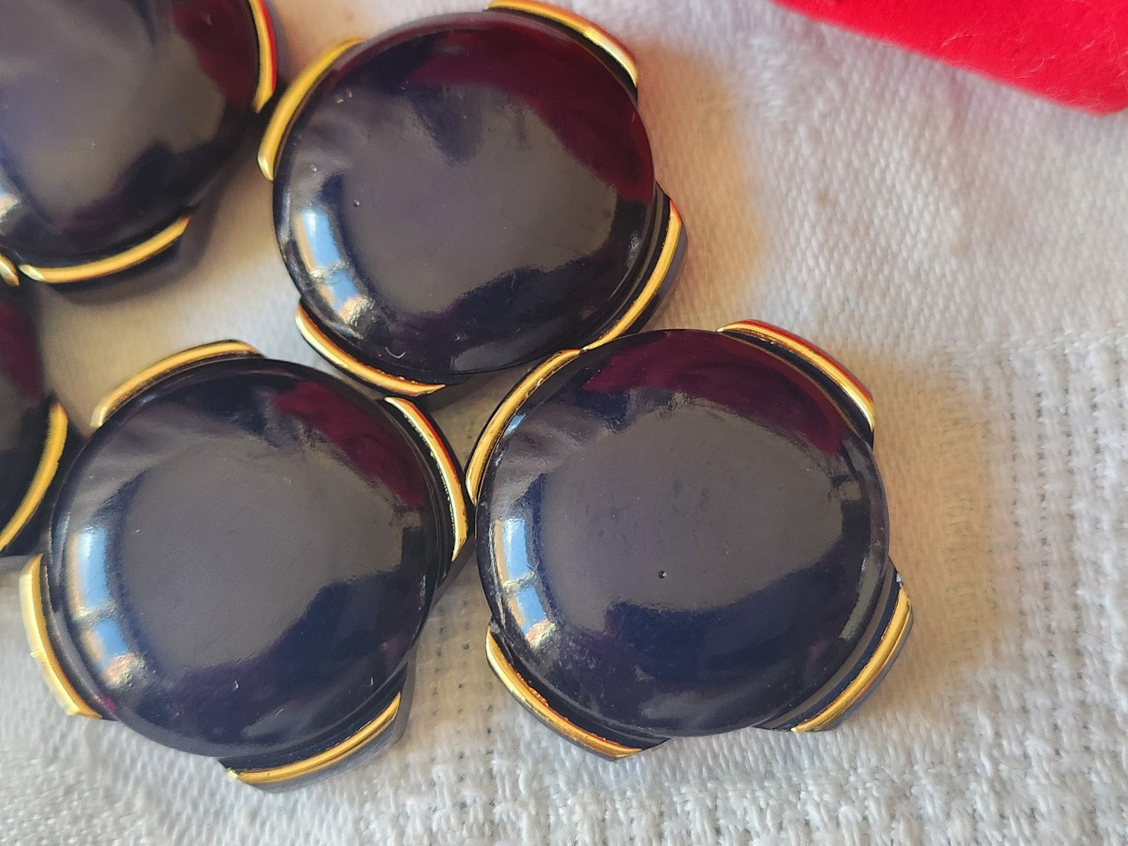 Lot 5 gros boutons vintage  bleu doré pied 2,4 cm ref 4911