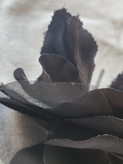 Grosse fleur ancienne noir chapeau sur broche 11, cm T0-12