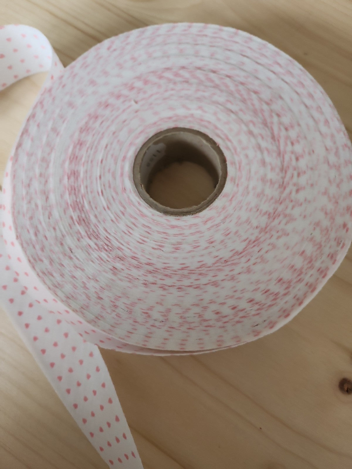 Rouleau biais vintage coton petit cœur rose shabby largeur de 3,9 cm  B4