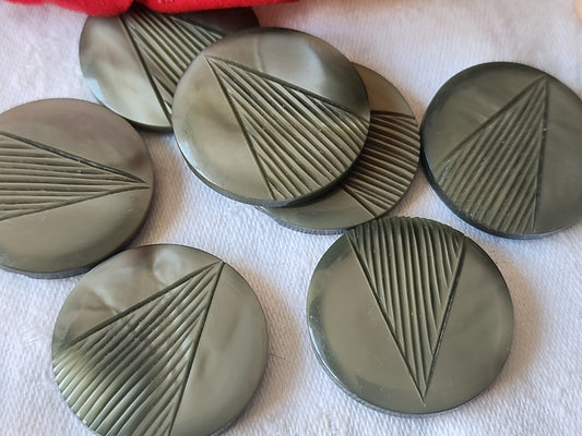 Lot 6 gros boutons vintage gris celé motif pied 2,9 cm ref 2575