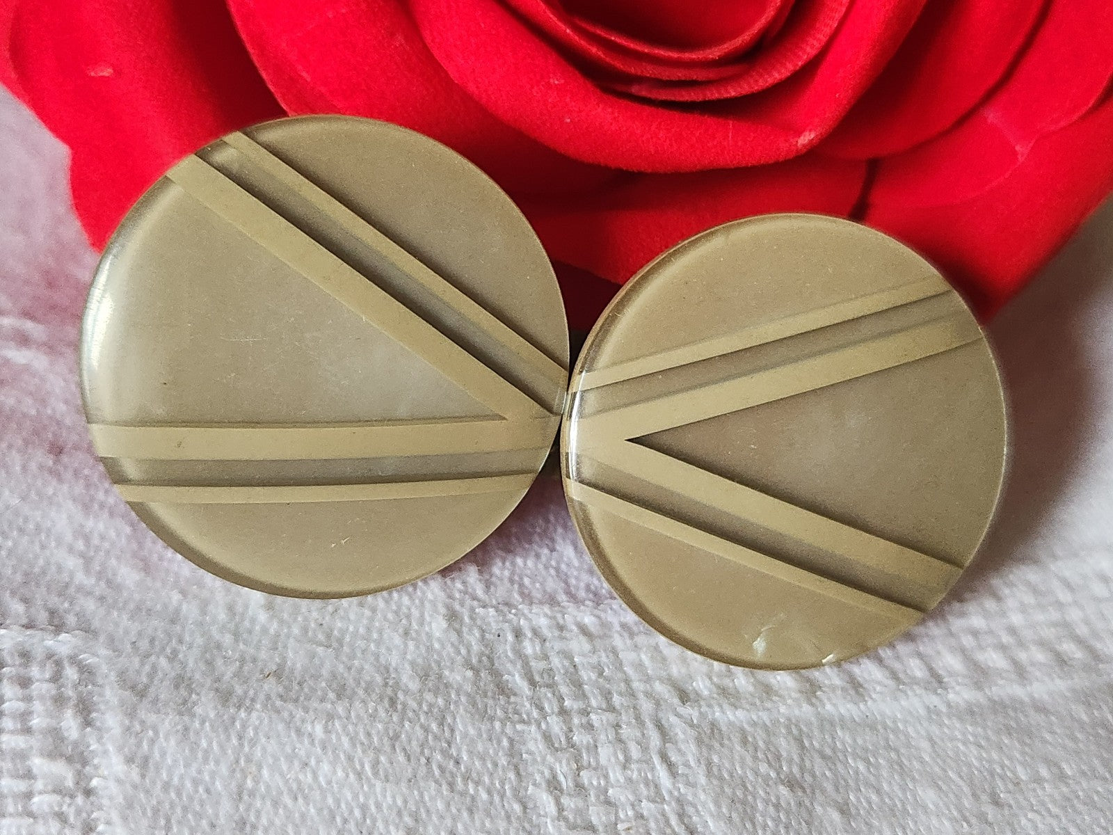 Boucle de ceinture ancienne vintage marron en deux parties