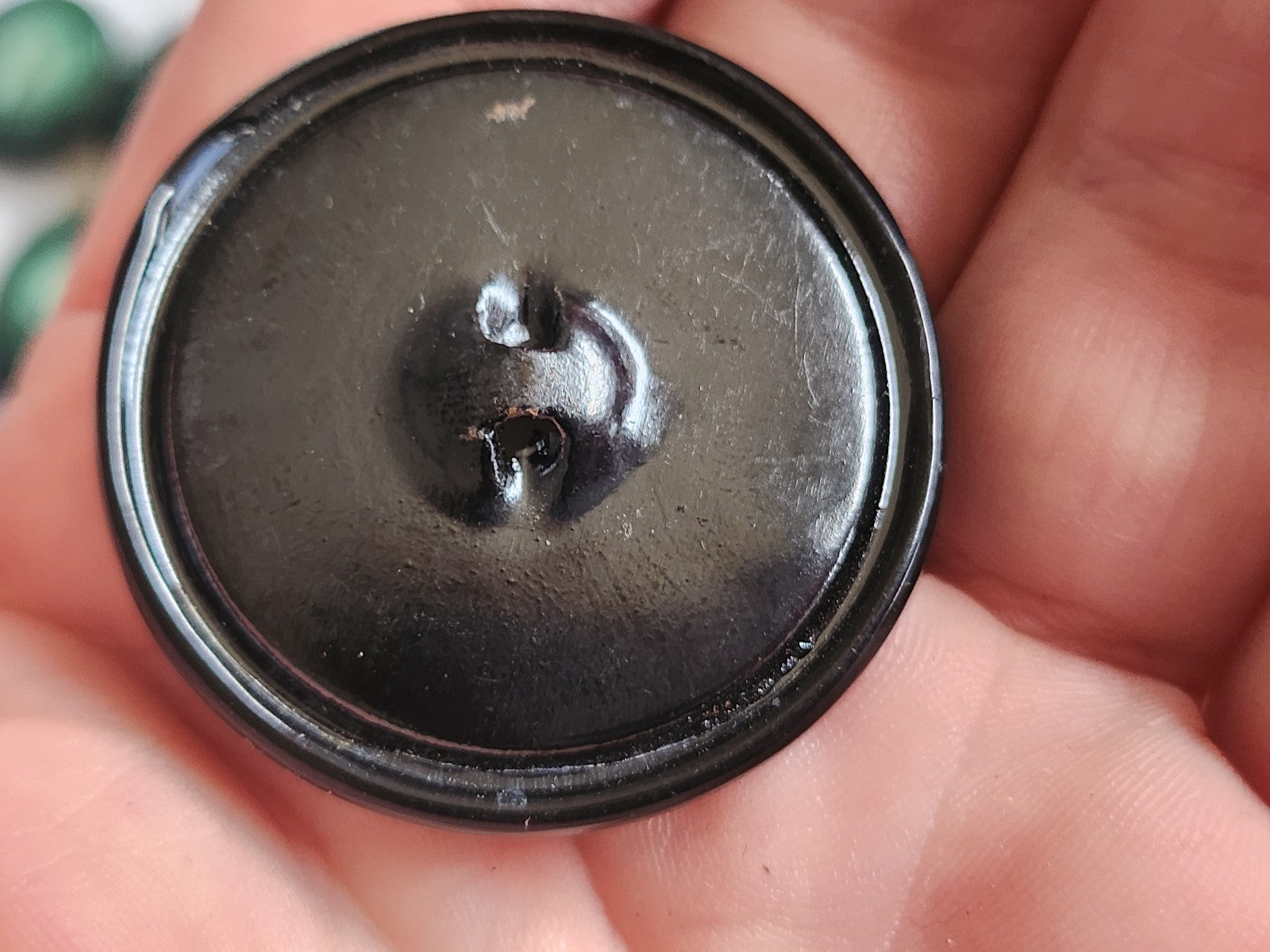 Gros bouton ancien en celluloïd bleu superbe pied 3,8 cm ref 1179