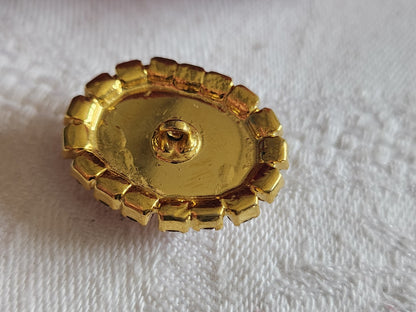 Bouton vintage en métal strass ovale cabochon rose bijoux  2,5 sur 2 cm D14M