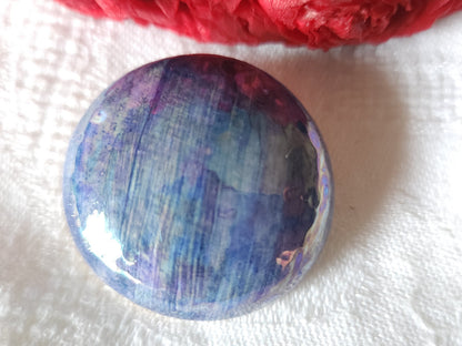 Collection bouton ancien Ceramique bleu  pied metal parurier 3,4/3,5 cm  G18P