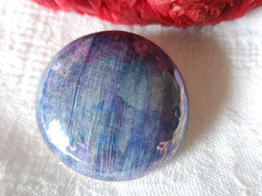 Collection bouton ancien Ceramique bleu  pied metal parurier 3,4/3,5 cm  G18P