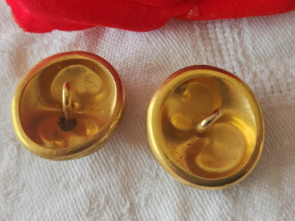 Duo boutons vintage en métal doré 2,2 cm sur 2,3 cm G12N