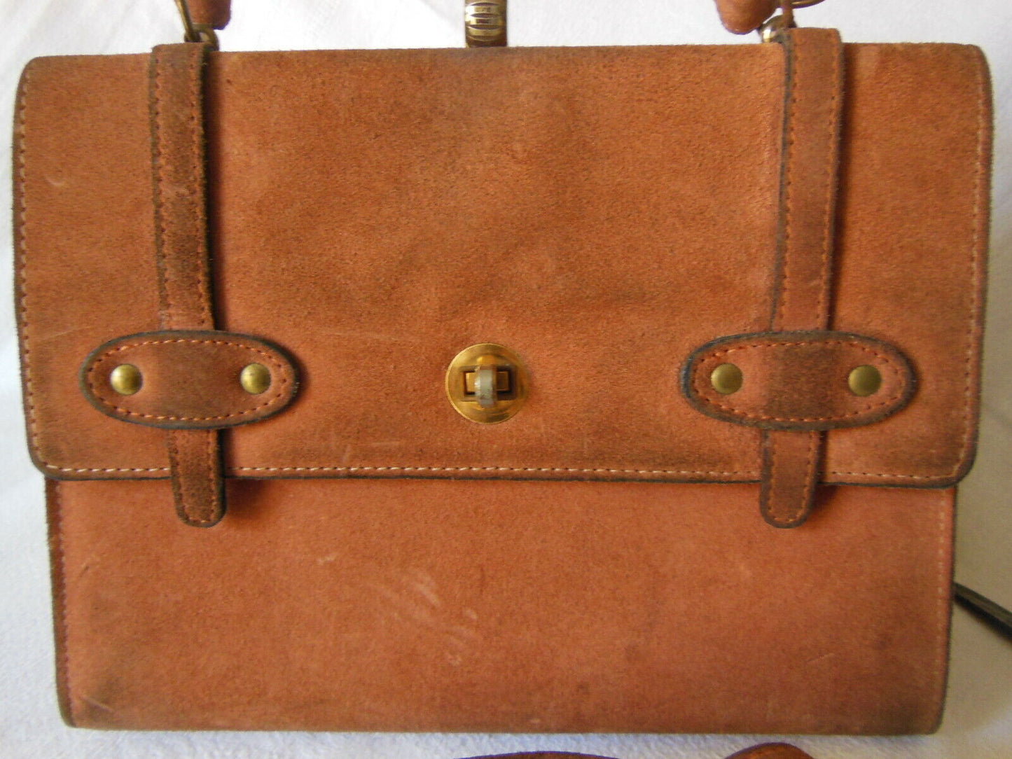 Ancien sac à main en daim marron vintage made in France Saphir? Bakir?