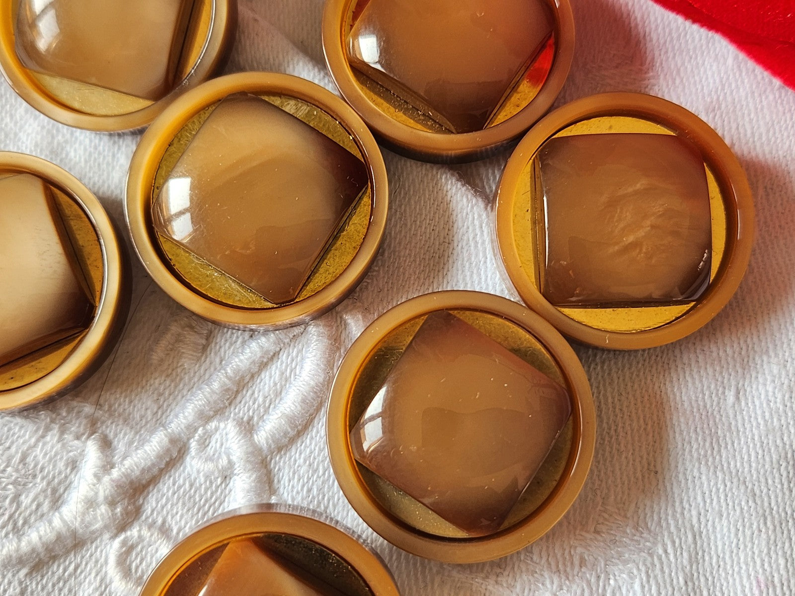 Lot 6 gros boutons vintage marron metal doré pied 2,6 cm pied ref 1132