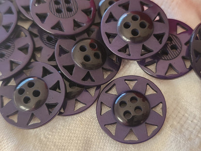 Lot 15 boutons bicolore ajouré violet trous diamètre 2 cm ref 6076