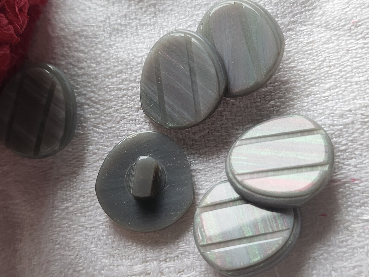 Lot 6 boutons vintage gris mordoré à pied reflet nacré 1,6  cm ref 3486