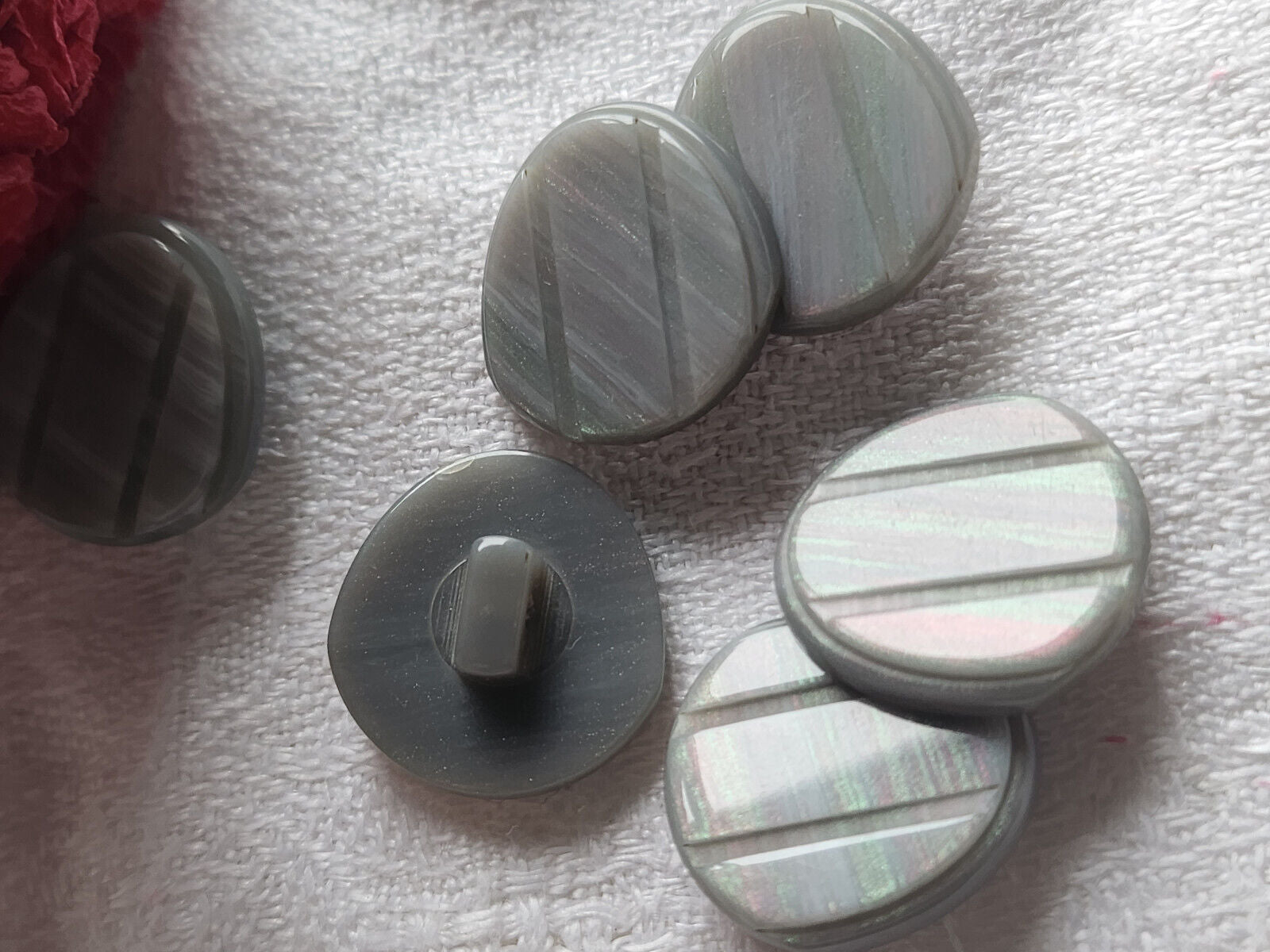 Lot 6 boutons vintage gris mordoré à pied reflet nacré 1,6  cm ref 3486