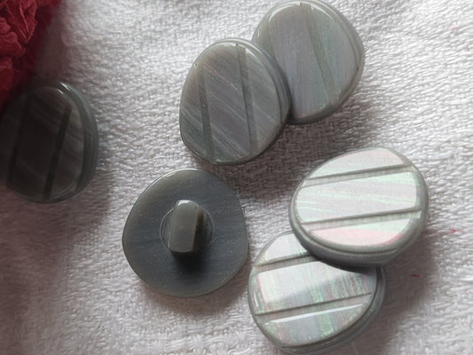 Lot 6 boutons vintage gris mordoré à pied reflet nacré 1,6  cm ref 3486